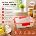 BPA-free food container with airtight seal and storage features