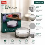 Premium six-piece tea coaster set with durable transparent holder