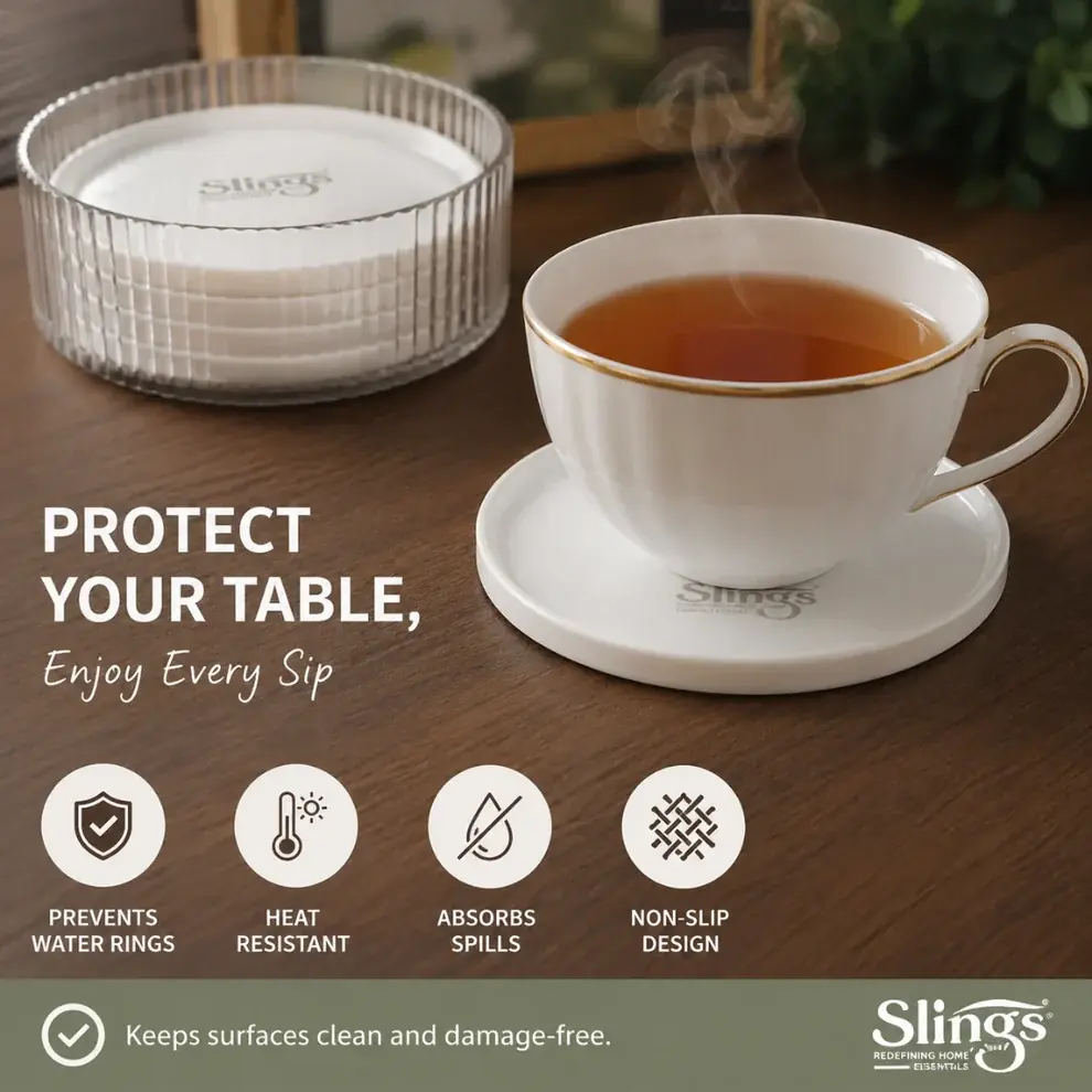 Heat-resistant tea coaster protecting table from hot beverage cups