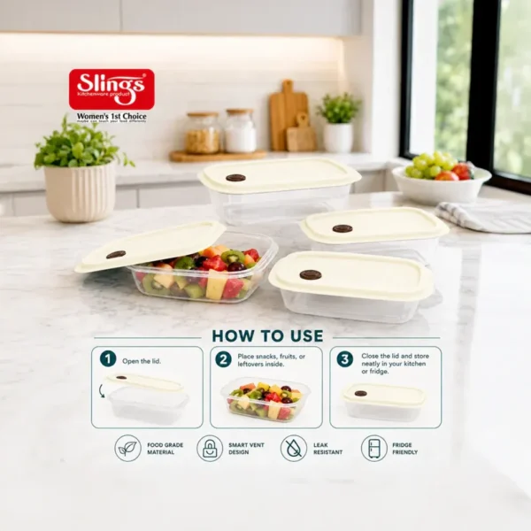 BPA-free food container set with multiple storage capacities