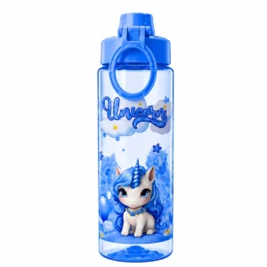 Slings Unicorn Theme Kids Bottle (Plastic, Blue)