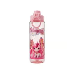 Slings Unicorn Theme Kids Bottle (Plastic, Pink)