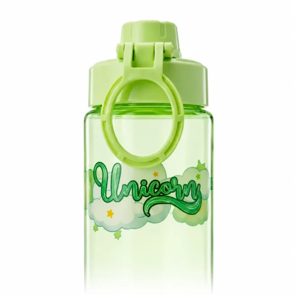 Adorable green unicorn bottle cap with carry ring