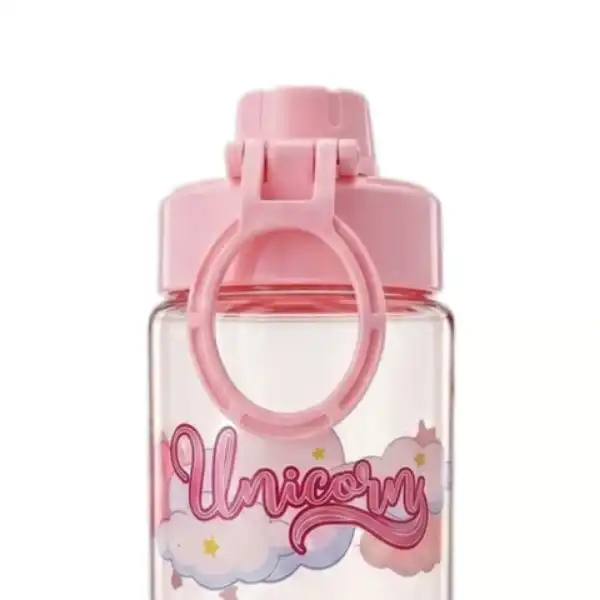 Adorable pink unicorn bottle cap with carry ring