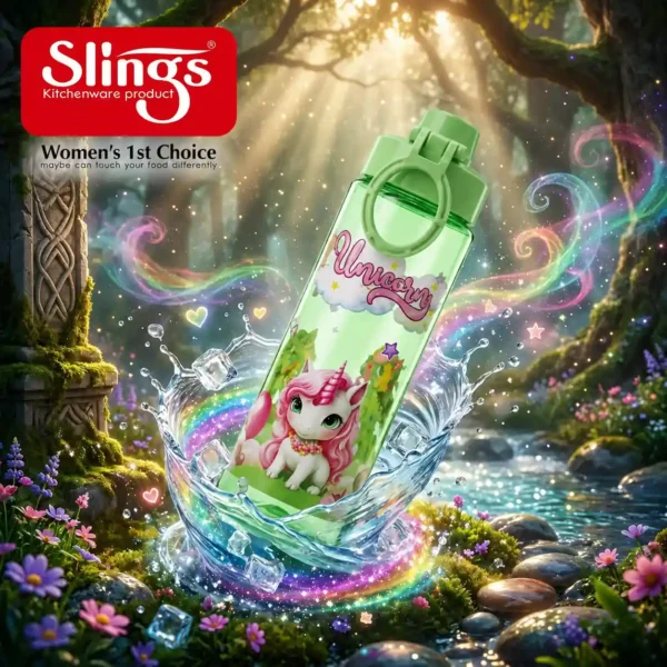 Premium unicorn water bottle with magical fantasy design