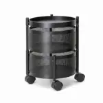 2 layer round storage trolley with wheels for kitchen and home organization