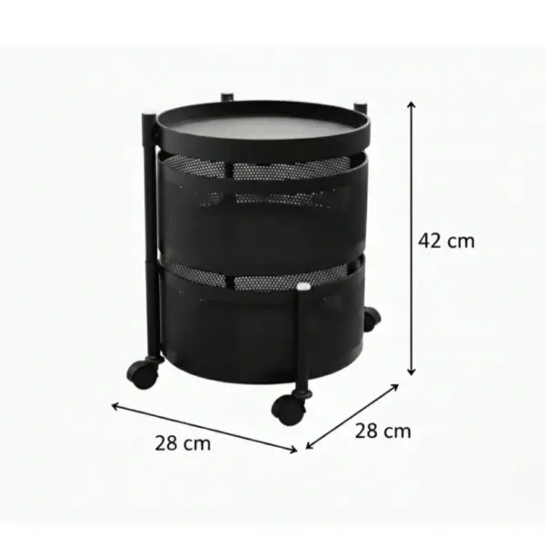 2 layer round storage trolley with wheels for kitchen and home organization