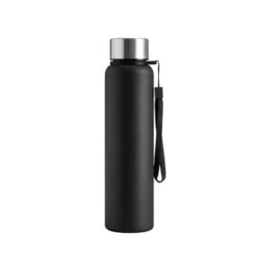 Alpha Strap Black Bottle – Steel Water Bottle with Carry Strap
