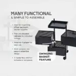 black 3-layer multipurpose storage trolley for home