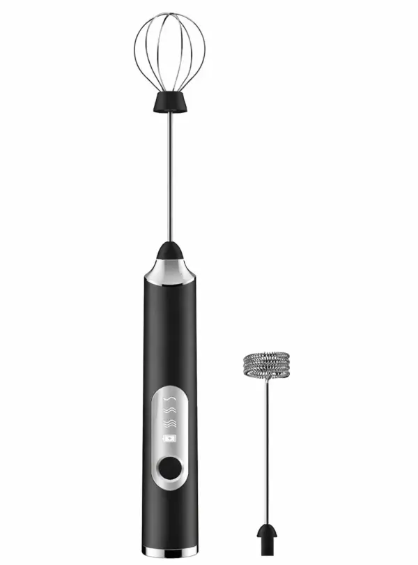 Rechargeable handheld coffee beater for making frothy coffee and creamy beverages