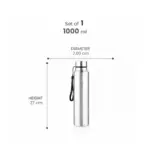 Home Lane Alpha stainless steel water bottle with solid silver finish