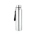 Home Lane Alpha Steel Wall Bottle with Strap in Silver 1 Litre
