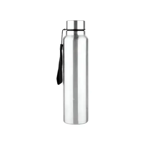 Home Lane Alpha Steel Wall Bottle with Strap in Silver 1 Litre