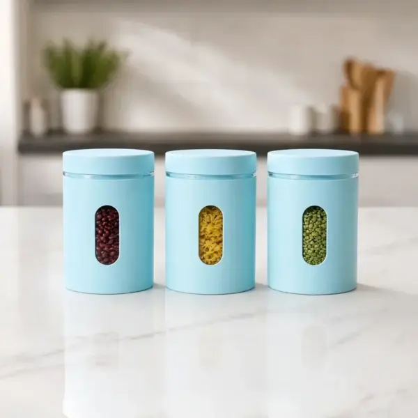 Home Lane plastic Amaze container set in blue for organized kitchen storage