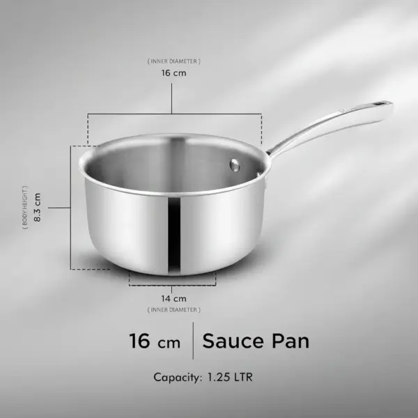 Home Lane 16 cm stainless steel sauce pan