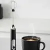 Rechargeable handheld milk frother and coffee beater with stainless steel whisk