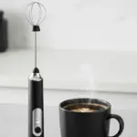 Rechargeable handheld milk frother and coffee beater with stainless steel whisk