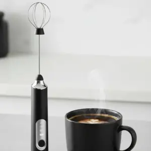 Rechargeable handheld milk frother and coffee beater with stainless steel whisk