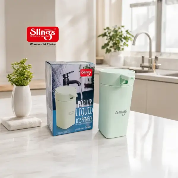 Slings bathroom pop up liquid soap dispenser for convenient hand washing