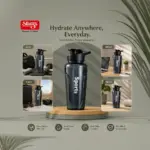 Slings black water bottle with ergonomic anti-slip grip and wide-mouth opening