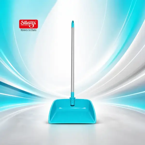 Slings dust pan with steel foldable long handle for easy floor cleaning