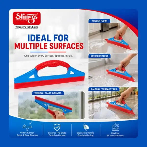 Slings handheld countertop wiper for cleaning kitchen platforms sinks and smooth surfaces