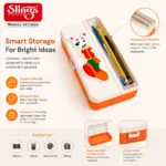 Slings kids pencil box with transparent storage section for stationery