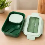 Slings lunch box with plastic fork and spoon and airtight locking lid