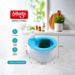 Slings Raisin 2 in 1 soap dispenser in sky blue with compact plastic design