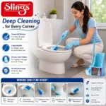 Slings sky blue plastic toilet cleaning brush for cleaning toilet bowls and bathroom surfaces