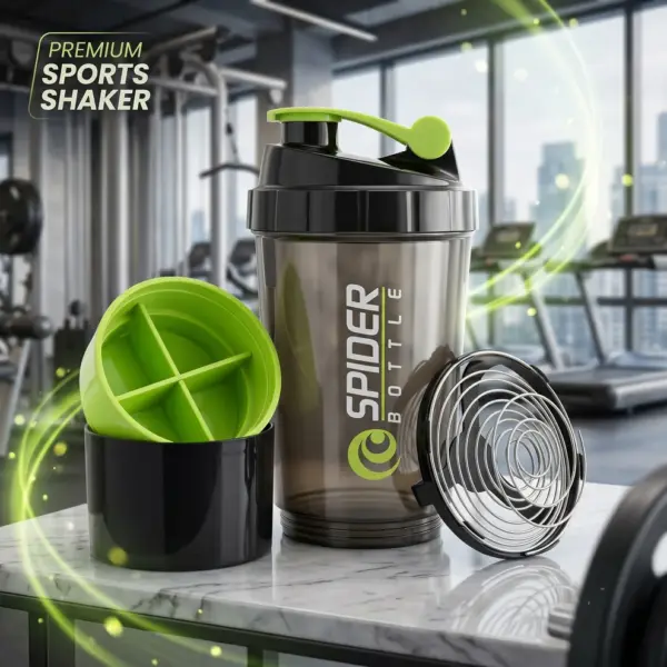 Slings Spider protein shaker water bottle 500ml for gym workouts travel and everyday hydration