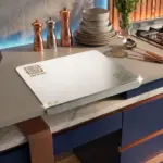Slings stainless steel small tabletop chopping board for convenient kitchen food preparation