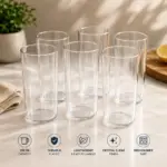 Slings Stantion plastic glass set of 6 for serving water juice and cold beverages
