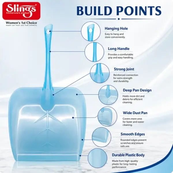 Slings Stylo deep plastic dust pan for collecting dust crumbs and household debris