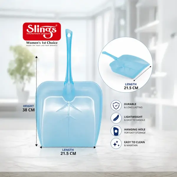 Slings Stylo wide dust pan with deep design for convenient household cleaning