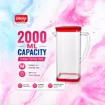 Slings transparent Hexa water jug 2000 ml with stylish design for everyday use