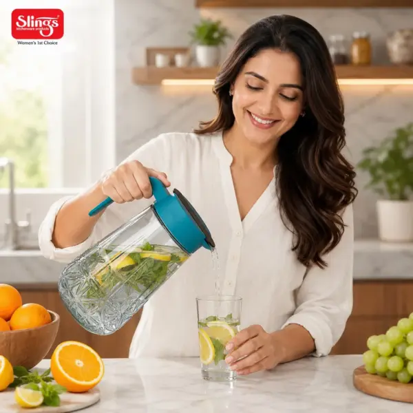 Slings Vision plastic juice serving jug for water juice iced tea and other beverages