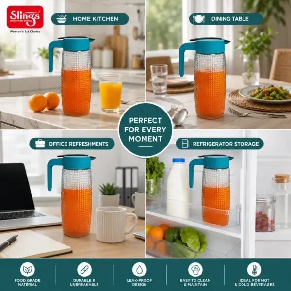 Slings Zing 2 litre serving jug for home dining and everyday beverage use
