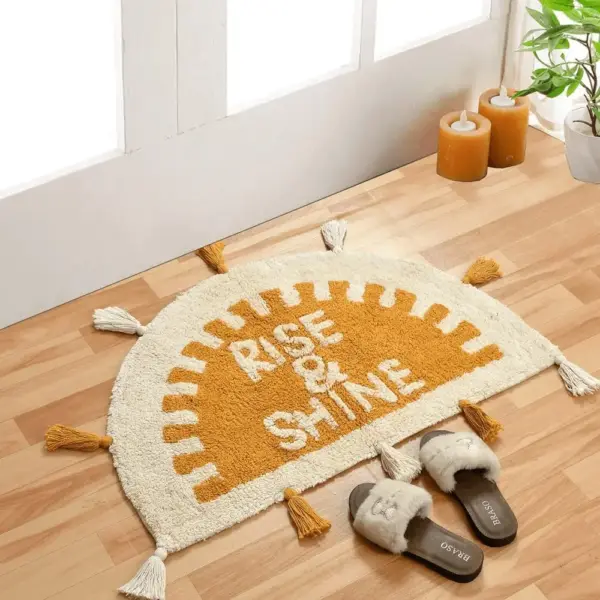 SUSHIEL Rise & Shine Bath Mat in white and yellow