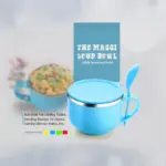 Tinums blue noodle and soup bowl with matching ergonomic spoon