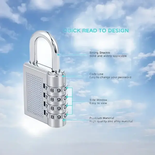 TINUMS combination padlock for luggage bags backpacks lockers and personal belongings