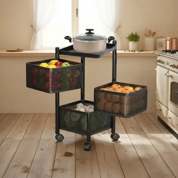 TINUMS metal 3-layer square trolley in black