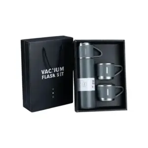 Tinums Vacuum Flask with Cups Set (Grey)