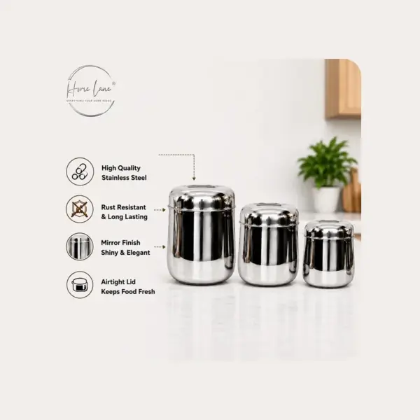 Home Lane airtight stainless steel canisters with food-grade steel interior