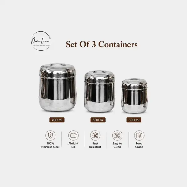 Home Lane Duster Belly stainless steel canisters for kitchen storage