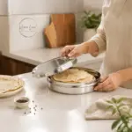 Home Lane food-grade stainless steel container for storing papads and kitchen essentials