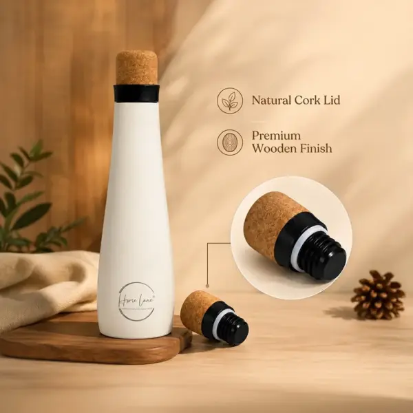 Home Lane Ivory White stainless steel water bottle with matte finish