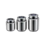 Home Lane Jim Jam stainless steel jar set of 3 with transparent lids