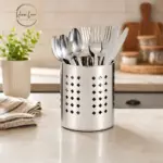 Home Lane stainless steel cutlery holder with modern perforated design