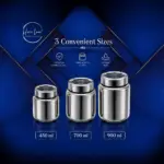 Home Lane mirror finish steel kitchen jars for everyday storage